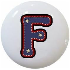 American Alphabet USA Letters Series Style 1 on 1.5" DECORATIVE Glossy Ceramic Dresser Drawer PULLS Cabinet Cupboard KNOBS (F)