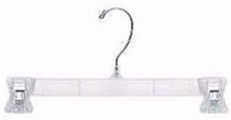 Break Resistant Skirt Pant Hanger in Clear 12 Inch with Chrome Hook - Lot of 100