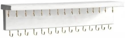SANY DAYO HOME Jewelry Organizer with 30 Hooks and Shelf, 15 x 3 x 4 inches Wall Mounted Rustic Pine Wood Holder for Necklaces and Bracelets, Suitable for Kids and Adults