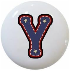 American Alphabet USA Letters Series Style 1 on 1.5" DECORATIVE Glossy Ceramic Dresser Drawer PULLS Cabinet Cupboard KNOBS (Y)