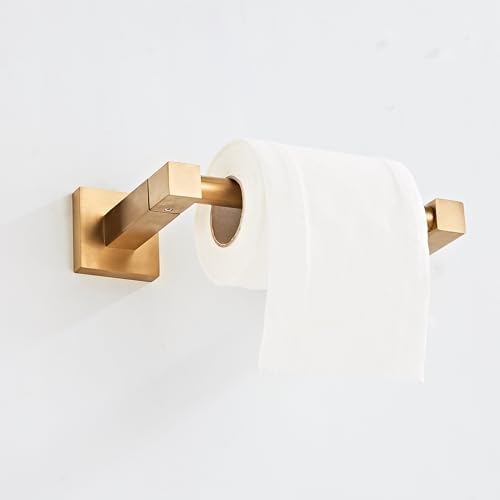 Brushed Gold Toilet Paper Holder Wall Mount, Bathroom Toilet Paper Holder for SUS 304 Stainless Steel, Double Post Pivoting Square Toilet Paper Roll Holder for Bathroom RV Paper Towels for TP - Image 7