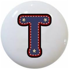 American Alphabet USA Letters Series Style 1 on 1.5" DECORATIVE Glossy Ceramic Dresser Drawer PULLS Cabinet Cupboard KNOBS (T)