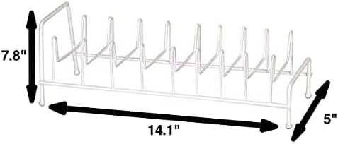 Rocky Mountain Goods Lid Rack for Pots and Pans - Kitchen Lid Rack Organizer - Holds up to 8 Lids - White Rustproof finish - Rubberized grip feet