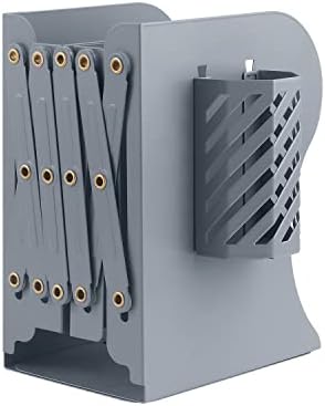 MSDADA Adjustable Bookends, Book Ends for Heavy Books, Expandable Book Organizer with Pen Holder for Desk, Shelf, Office,School, Thanksgiving for Students and Teachers (Grey) - Image 7