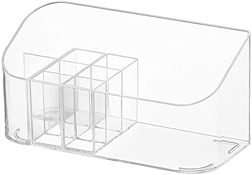 LINFIDITE Makeup Organizer Tray Bathroom Cabinet Cosmetic Storage with 9 Compartments 2 Removable Dividers Lipgloss Organizer Makeup Display Tray Case for Beauty Essentials Crystal Clear
