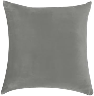 NiNi ALL Grey Velvet Throw Pillow Covers 16x16 Pack of 2 Decorative Couch - Image 7