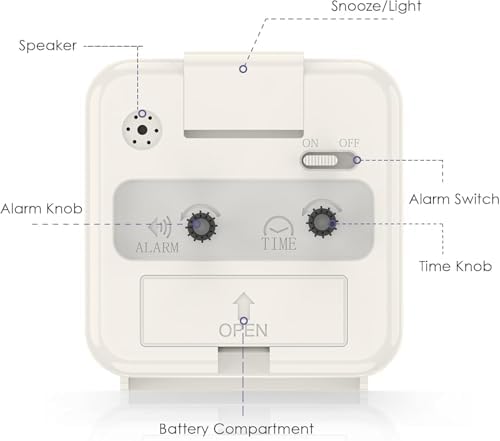 Analog Alarm Clocks, Non Ticking Table Clock with Luminous Hand & Large Display, Battery Powered Silent Bedside Alarm Clock with Night Light Function & Snooze, for Bedroom, Office (White) - Image 6