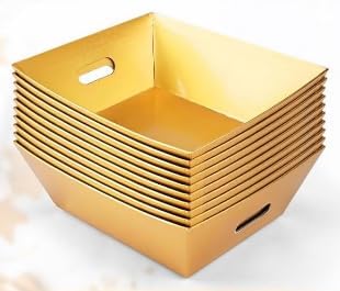 20PACK gold Baskets For Gifts Empty, 10 x 8”Thick Gift Basket