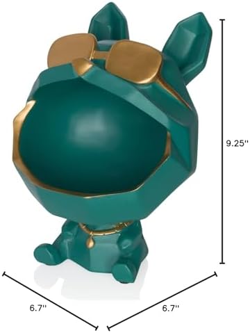 Cup Pap French Bulldog Candy Dish & Key Bowl - Large Big-Mouth Resin Statue, Entryway Catchall for Keys, Jewelry & Coins, Funny Office Desk Decor, Dog Lover Housewarming Gift (Green) - Image 5