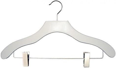 NAHANCO Contemporary Collection: Wooden Coordinate Hanger with Euro Clips, 17" White (Pack of 100)