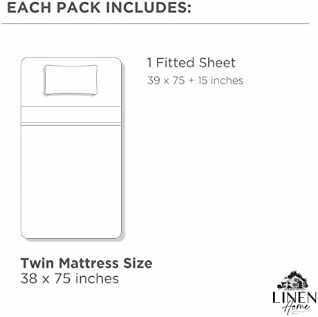 Linen Home 100% Cotton Percale Twin Size Fitted Sheet only, Ivory - Image 6