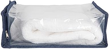 Household Essentials Under Bed Zippered Sweater Storage Bags with Clear Vision Panel, Set of 3, Denim - Image 7
