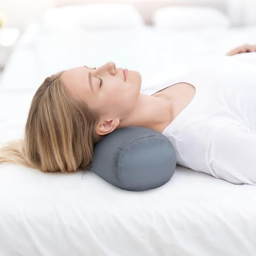 Microbead Bolster Tube Pillows with Double Cover, Squish Bean Bed Microbead Pillow Soft Neck Back Lumbar Support Smooth Cool Touch Comfortable Fabric (Dark Grey) - Image 7