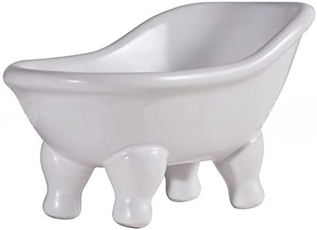 KiaoTime Ceramic White Clawfoot Bathtub Bar Soap Dish for Bathroom Shower Decorative Soap Dish Sponge Holder Shower Bar Soap Tray Container for Bathroom, Kitchen Sink