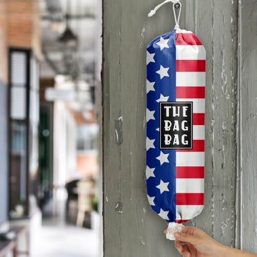 Plastic Bag Holder, Reusable And Washable flag style Plastic Bag Holders for Home Kitchen Travelling Camping Beach Decor, use 1 Pack,American flag Pattern - Image 6