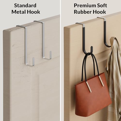 4 Pack Door Hooks for Hanging Clothes & Towels, Heavy Duty Over The Door Organizer Rack for Purses, Hats, Fits Most Standard Interior Doors (Up to 1.4") - Image 6