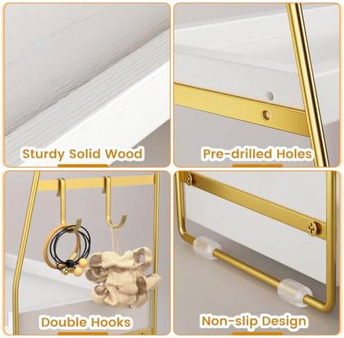 2-Tier Bathroom Counter Organizer with Drawer, Wood Counter Storage Shelf - Image 6
