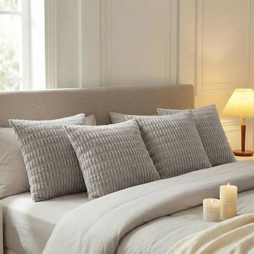 Fancy Homi 4 Packs Decorative Throw Pillow Covers for Living Room Couch Bed, Modern Farmhouse Boho Home Décor Accent Cushion Case, 16" x 16", Gray - Image 7