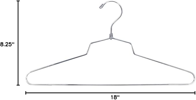 NAHANCO Metal Shirt Hanger, 18" Chrome-Plated, Standard Hook (Pack of 100)