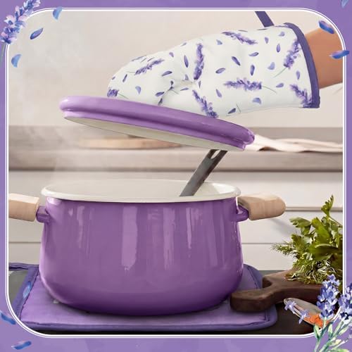 Leinuosen 8 Pcs Purple Lavender Kitchen Towels Dishcloths Accessories Set - Image 6