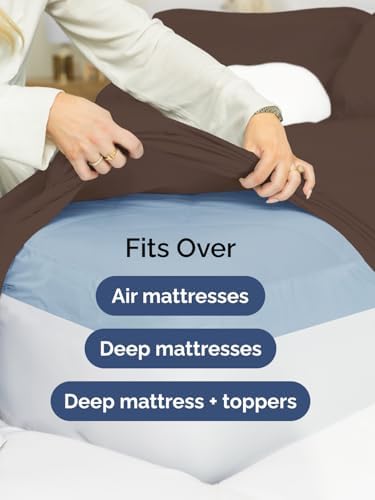 CGK Extra Deep King Single Fitted Sheet Only - Brown - Image 6