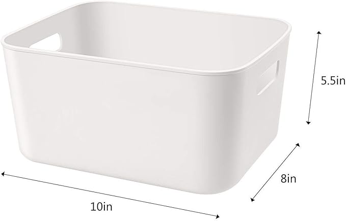 Set Of 6 Plastic Storage Bins,11×8.6×5.5" Versatile Kitchen Pantry Organization and Storage,for Plastic Storage Container Under Bed,Under Sink Bathroom Organizer (White,6 Pack Medium