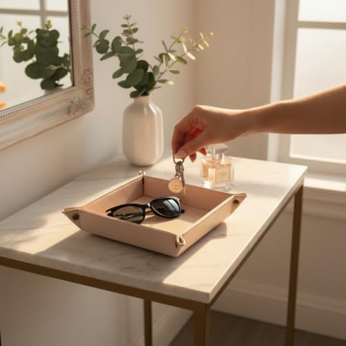 Faux Leather Vanity Tray,Jewelry Holder,Light Pink - Image 7