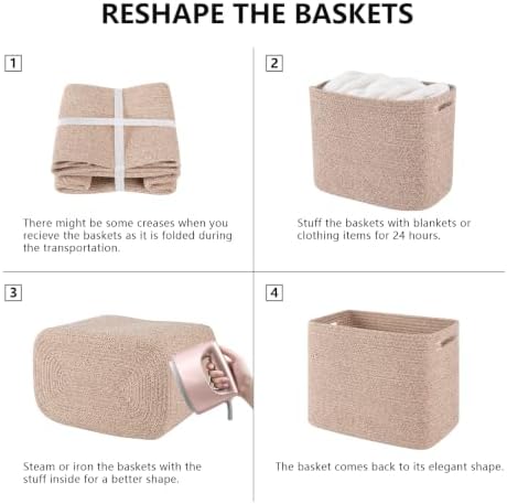 OIAHOMY 2 PACK Tall Storage baskets 42L Collapsible Storage Bins Pure Brown - Image 6