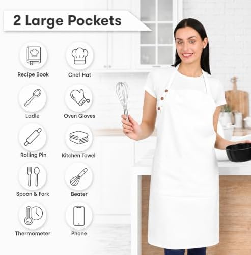 Cotton kitchen aprons for Women with Pockets adjustable - Image 6