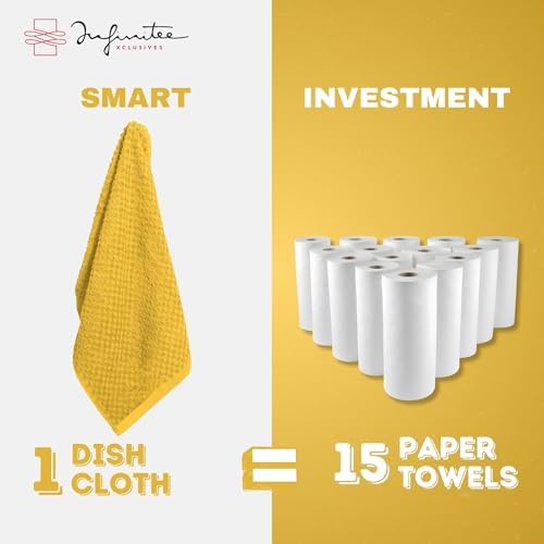 Infinitee Xclusives Kitchen Towels - 4 Pack - Cotton Dish Towel |12" x 12"| - Image 6