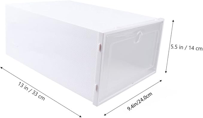 6pcs Transparent Stackable Shoes Boxes Plastic Drawer Type Shoe Storage Containers with Reinforced Design for Closet Entryway Organizers