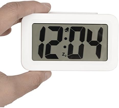 Hense Creative Nightlight Smart Light Alarm Clock Bedside Desk Table Electronic Clock Battery Operated Mute Luminous Alarm Clock with Adjustable Light HA35 (White) - Image 7