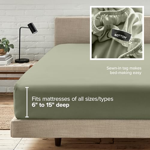 Bare Home Twin XL Fitted Sheet - 1800 Ultra-Soft (Twin XL, Sage) - Image 6