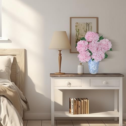 6PCS Pink Hydrangeas Artificial Flowers Silk Fake Faux Hydrangea - Image 6