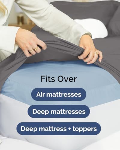 CGK Linens 2 Pack Extra Deep Twin Fitted Sheets - Dark Grey - Image 7