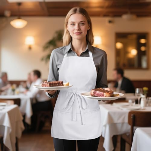NLUS Kitchen Cooking Apron with 3 Pockets, Adjustable Bib Apron Chef Aprons for Women Men - Image 7