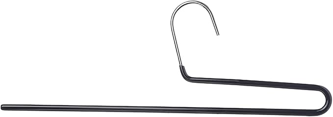 SHIMOYAMA Space Saving Pant Hangers, 5 Pack, Semi-Open Trouser Hanger for Jeans & Pants, Single Rod Closet Organizer for Slacks, Khakis (Black)