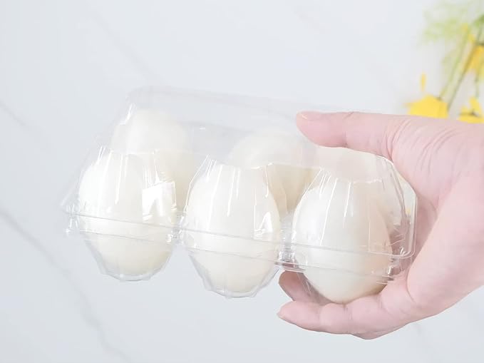 Egg Cartons 60 Packs, Clear Eco-friendly Plastic Blank Egg Cartons with Free Labels, Holds up to 6 Duck Eggs Securely, Perfect for Family Pasture Farm Markets Display - Large