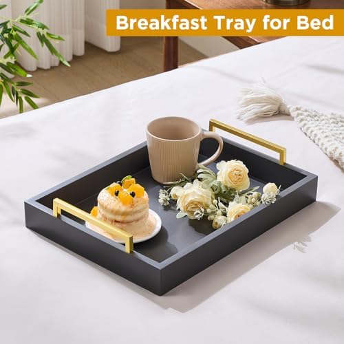 40cm x30cm Serving Trays with Handles, Grey Decorative Serving Tray, Ottoman Trays, Living Room, Bathroom, and Outdoors Decorative Trays (Charcoal) - Image 6