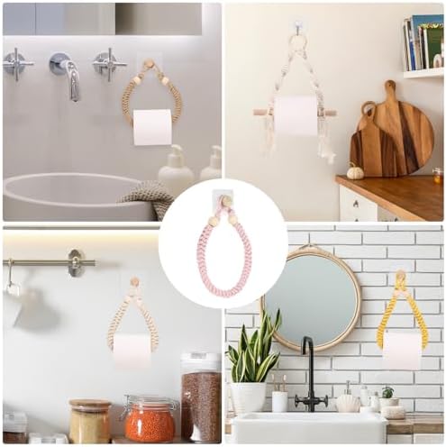 uxcell Toilet Paper Holder, Toilet Tissue Holder Wall Mounted Towel Rings for Home Bathroom Decoration Pink - Image 7