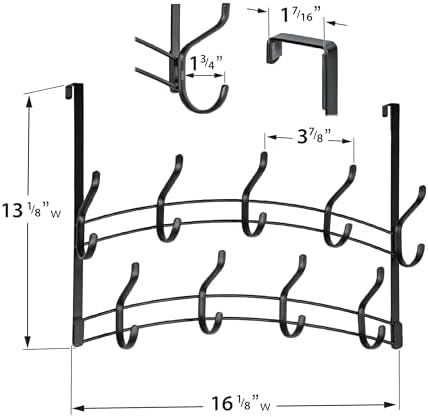 LYNK Professional® Home™ Over the Door Hooks - 18 Hook – Over the Door Coat Rack - Over the Door Hanger - Hanging Towels or Clothes - Bathroom, Bedroom, Laundry Room - Lifetime Ltd. Warranty, Black - Image 6