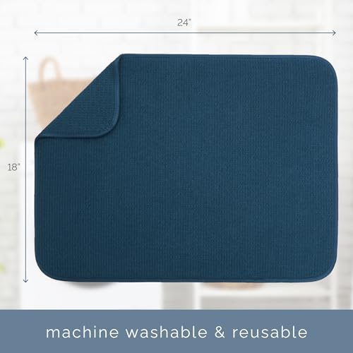 S&T INC. Dish Drying Mat, 18" x 24", XL, Navy - Image 6
