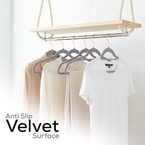 Utopia Home Velvet Hangers 50 Pack – Premium Hangers with Tie Bar - Grey - Image 6