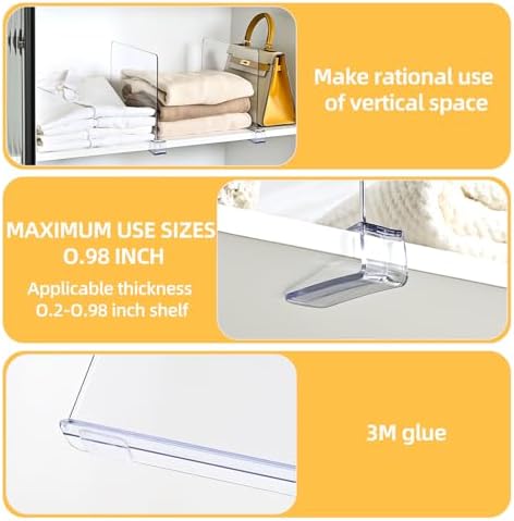 Shelf Dividers,Vertical Purse Organizer for Closet,Thickened and Sturdy Shelf Organizer for Sweater, Shirts, Handbags,8" Tall x 11" (8 Pcs) - Image 6