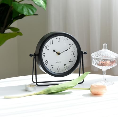 Vintage Black Table Clock on Stand, Decorative Desk and Shelf Clock Decorative Battery Operated Table Top Decor for Living Room,Silent Non-Ticking - Image 6