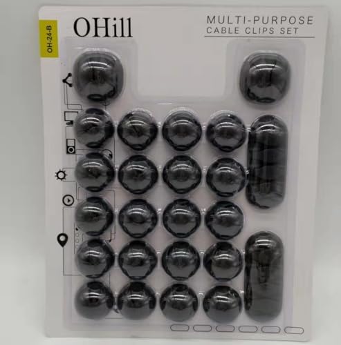 OHill 24PCS Black Cable Clips, Self Adhesive Cord Holder Cord Organizer - Image 7