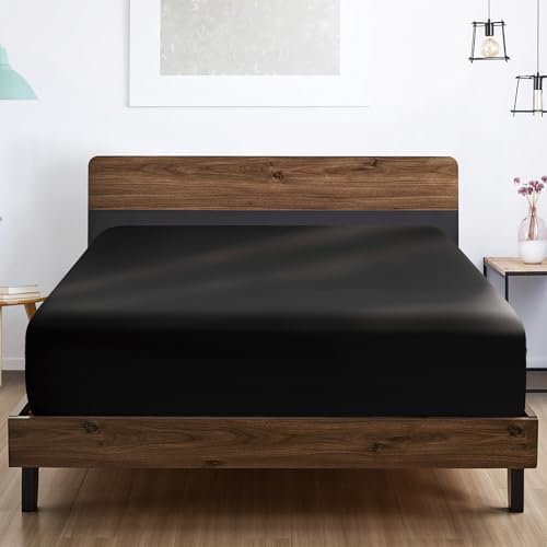 FreshCulture King Fitted Sheet Only - Hotel Quality Ultra Soft & Breathable Brushed Microfiber Fitted Sheet with 21 Inch Deep Pockets - Fits King Size Bed (Black) - Image 6