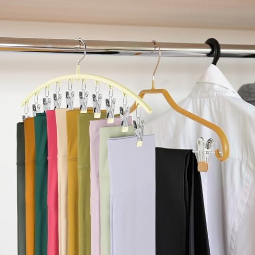 Volnamal Legging Organizer for Closet,2 Pack Metal Yoga Pants Hangers,Ivory - Image 6