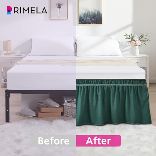 Emerald Green Bed Skirt Queen Size 15" Drop, Elastic Wrap Around Bedskirt - Image 6