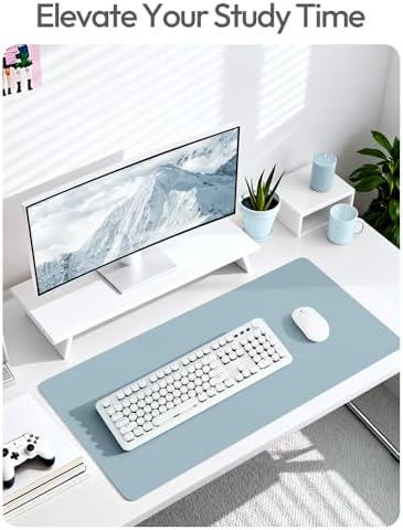 YSAGi Leather Desk Protector, Office Mat, Large Mouse Mat, Non-Slip PU Leather Blotter, Laptop Desk Mat, Waterproof Writing Pad for Office and Home(Ice Blue, 40" x 24") - Image 7